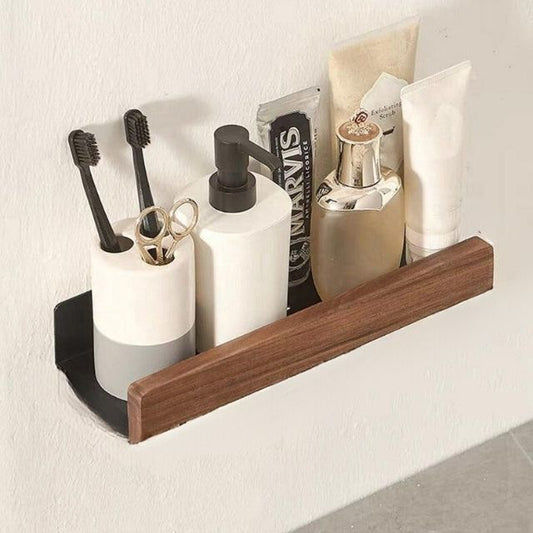 WoodHaven Rustic Bathroom Shelf – Drill-Free Wall Rack