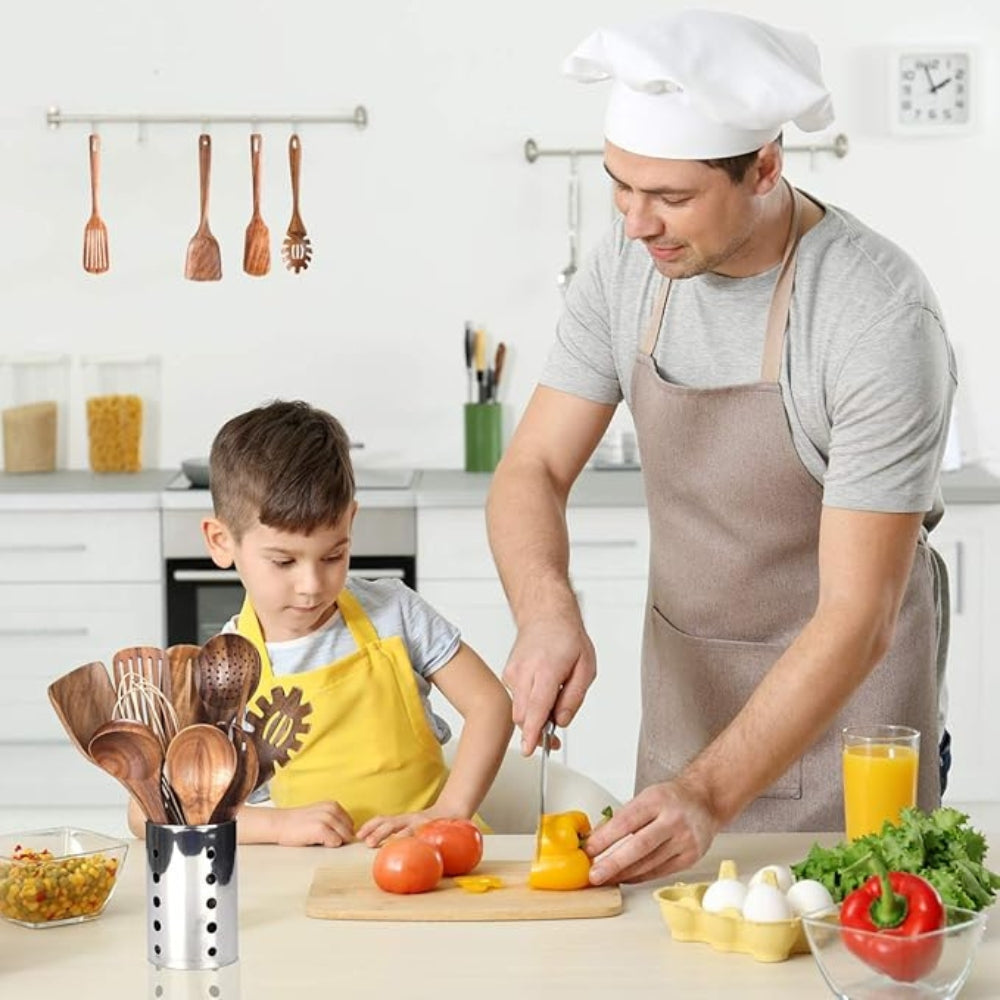 TeakMaster Wooden Kitchen Utensil Set – 7-Piece Luxury Teak