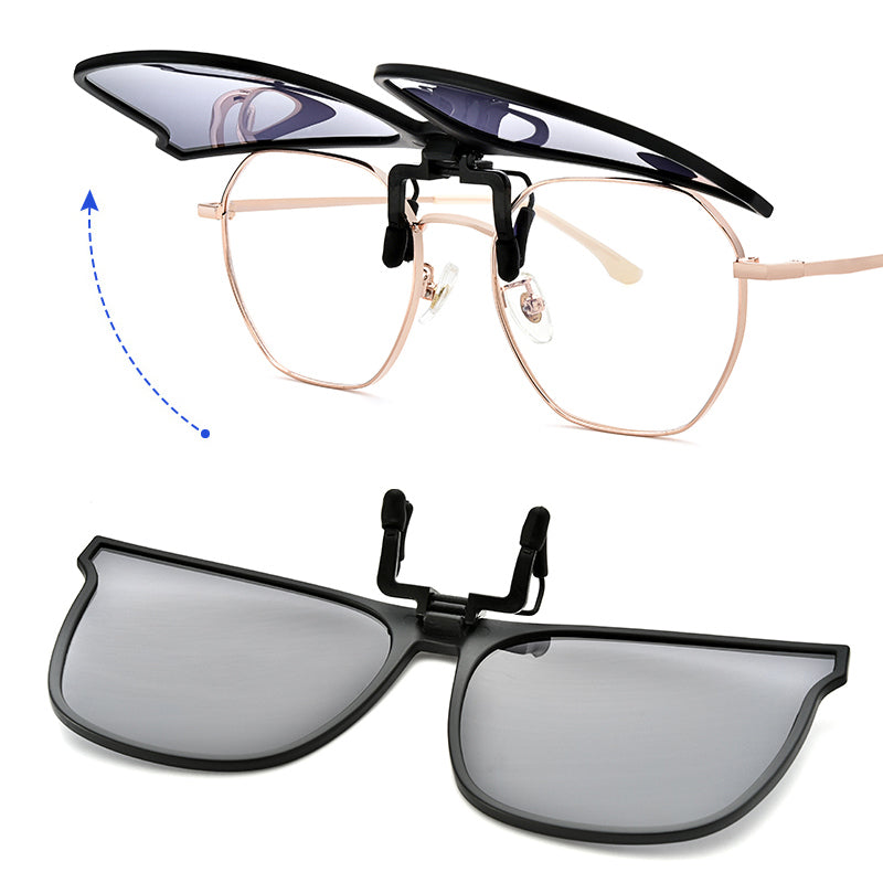 Polarized Clip-On Sunglasses for Prescription Glasses – Flip-Up UV Protection Lens