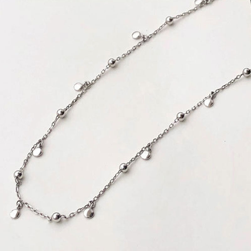 Silver Drop Necklace – 925 Sterling Silver Beaded Choker