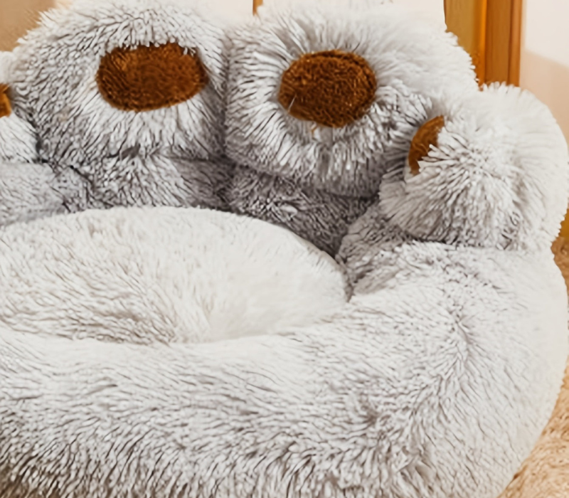 Waschbares, pfotenförmiges Haustierbett mit erhöhten Rändern