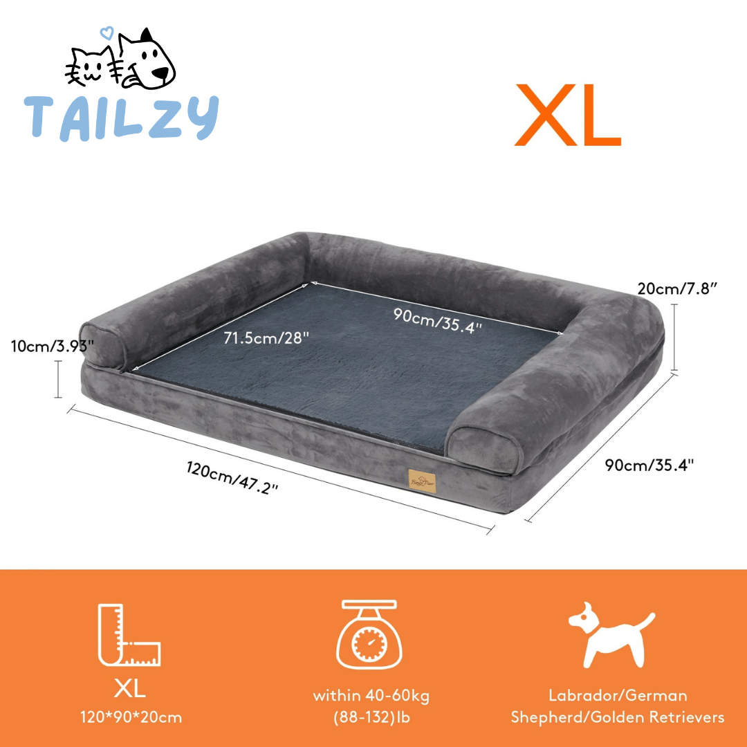 XL Orthopedic Dog Bed™ – Waterproof Sofa-Style Bolster Bed with Washable Cover