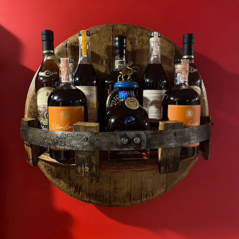 Rustic Barrel Style Wall Wine & Whiskey Bottle Rack