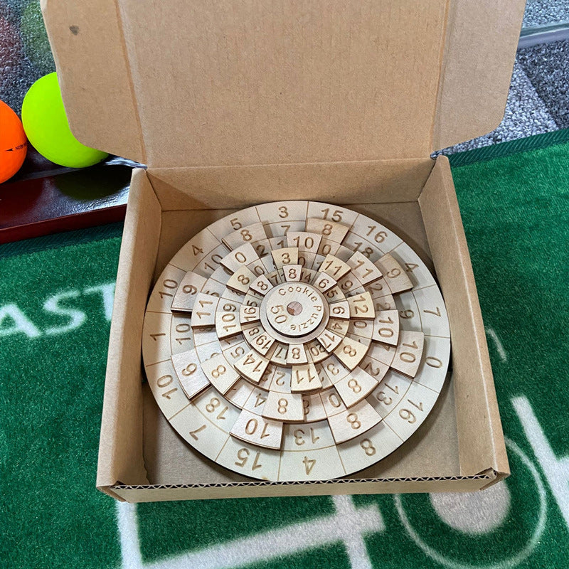 Precision Wooden Number Ring Puzzle – Rotating Logic Brain Teaser