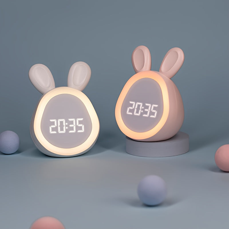 Rabbit Alarm Clock with Night Light USB Rechargeable