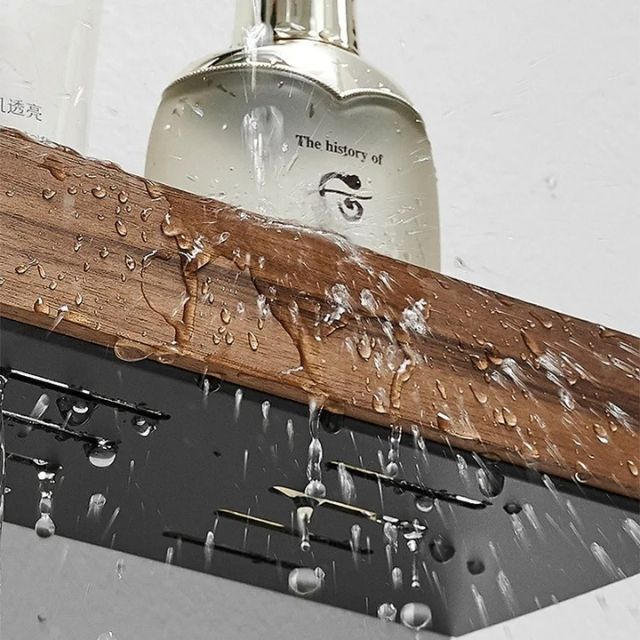 WoodHaven Rustic Bathroom Shelf – Drill-Free Wall Rack