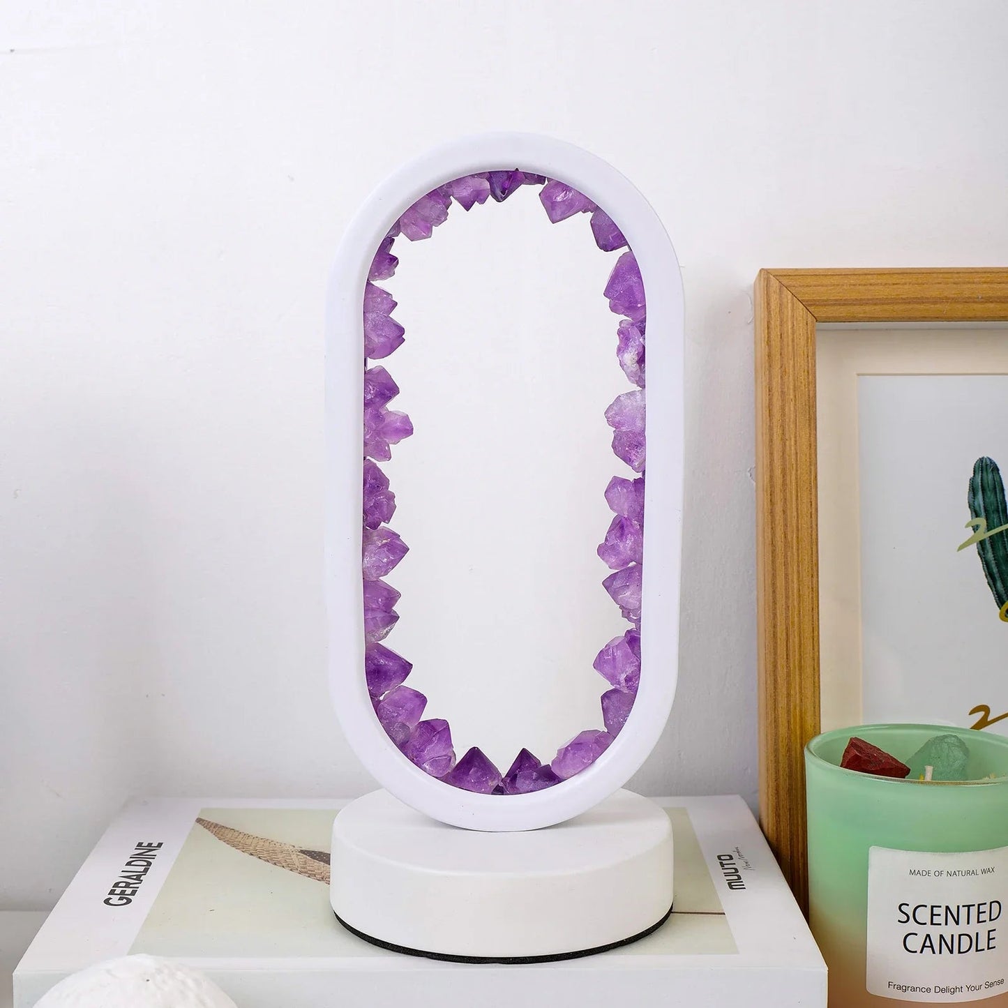 Natural Amethyst Crystal Ambient Table Lamp