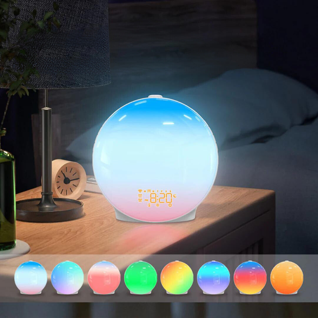 AuroraGlow Sunrise Alarm Clock Lamp – Mood Lighting & Sounds