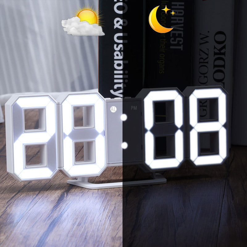 3D LED Digital Alarm Clock with Time Date Temperature Display