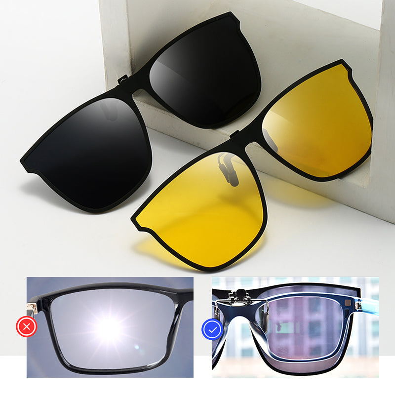 Polarized Clip-On Sunglasses for Prescription Glasses – Flip-Up UV Protection Lens