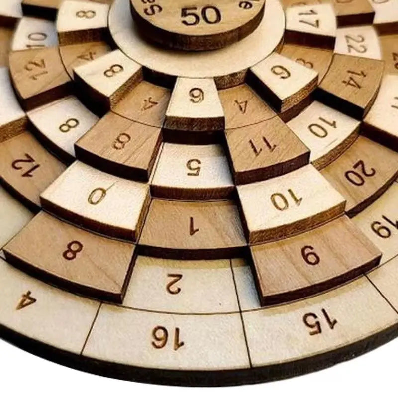 Precision Wooden Number Ring Puzzle – Rotating Logic Brain Teaser