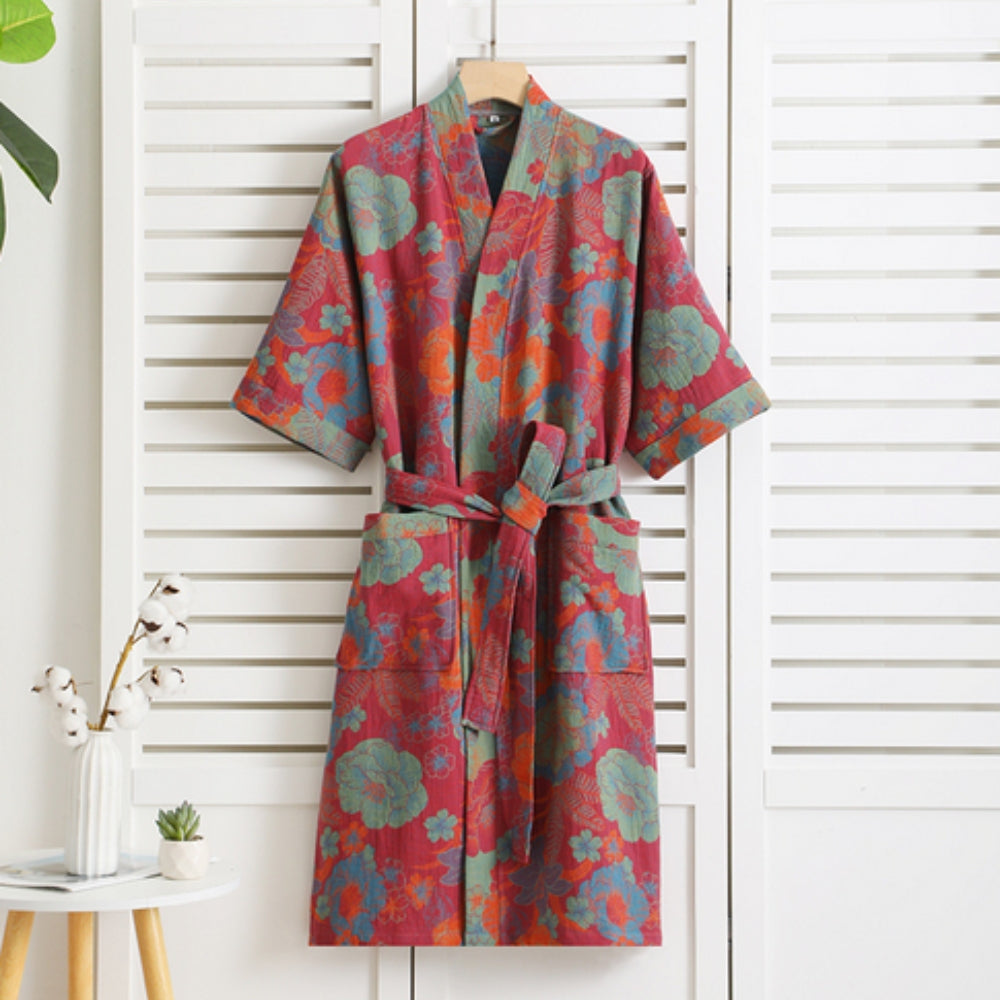 Rosewood Charm – Luxe Cotton Bathrobe with Timeless Elegance