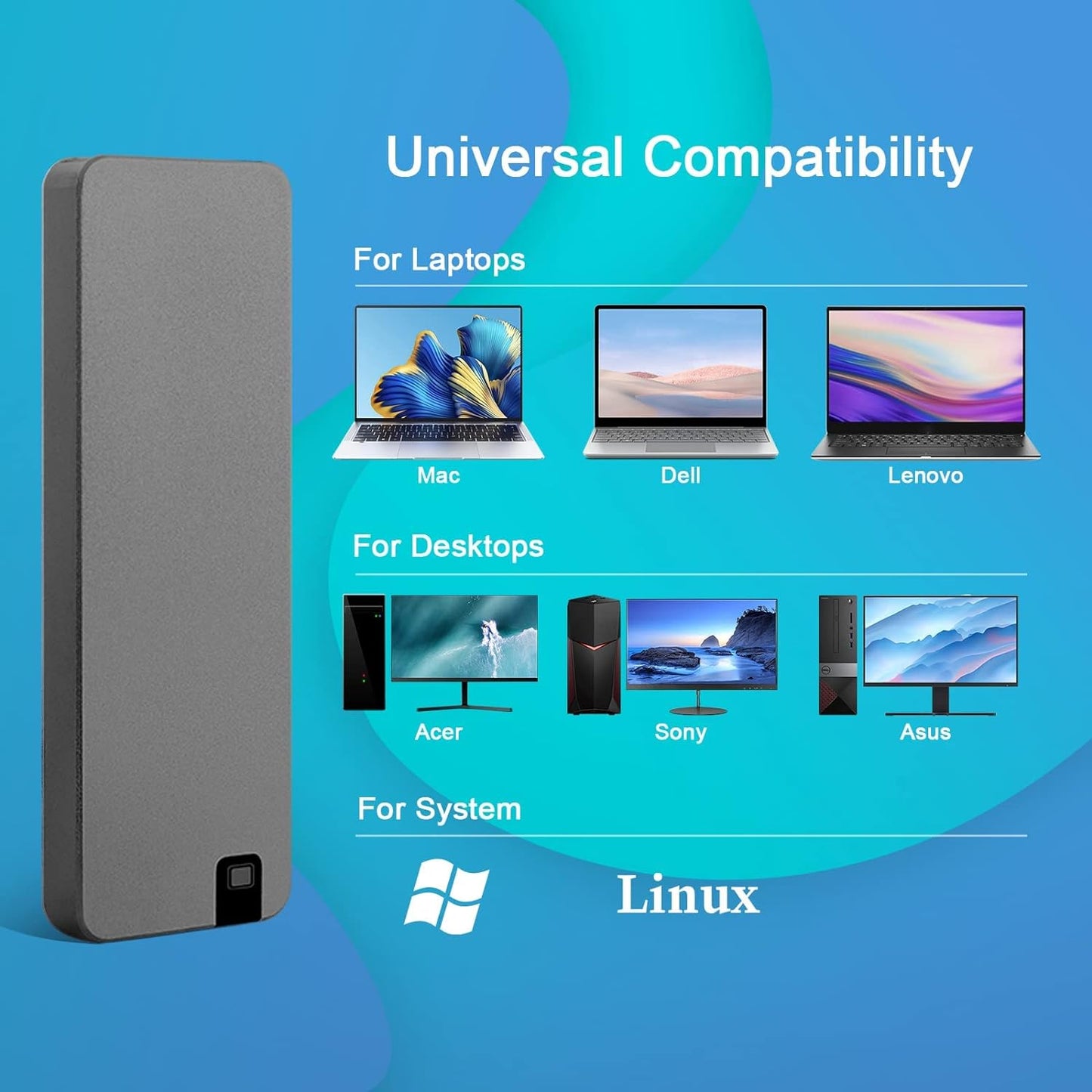 Portable External SSD USB 3.2 High-Speed Storage Drive