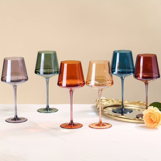 PrismGlow Wine Glass Set – 6 Hand-Blown Colored Crystal Glasses