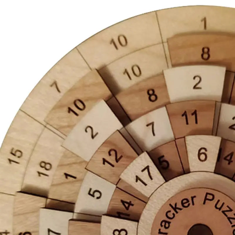 Precision Wooden Number Ring Puzzle – Rotating Logic Brain Teaser