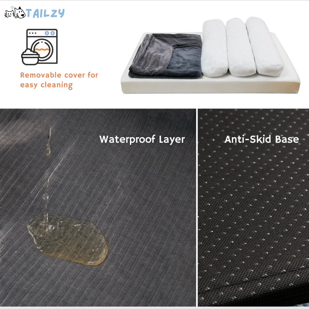 XL Orthopedic Dog Bed™ – Waterproof Sofa-Style Bolster Bed with Washable Cover