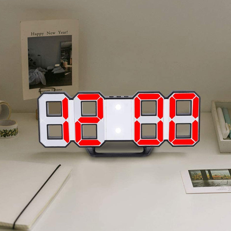 3D LED Digital Alarm Clock with Time Date Temperature Display