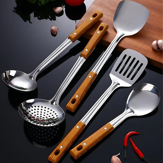 Chefévo – Luxury Kitchen Set of Stainless Steel with Wooden Grip