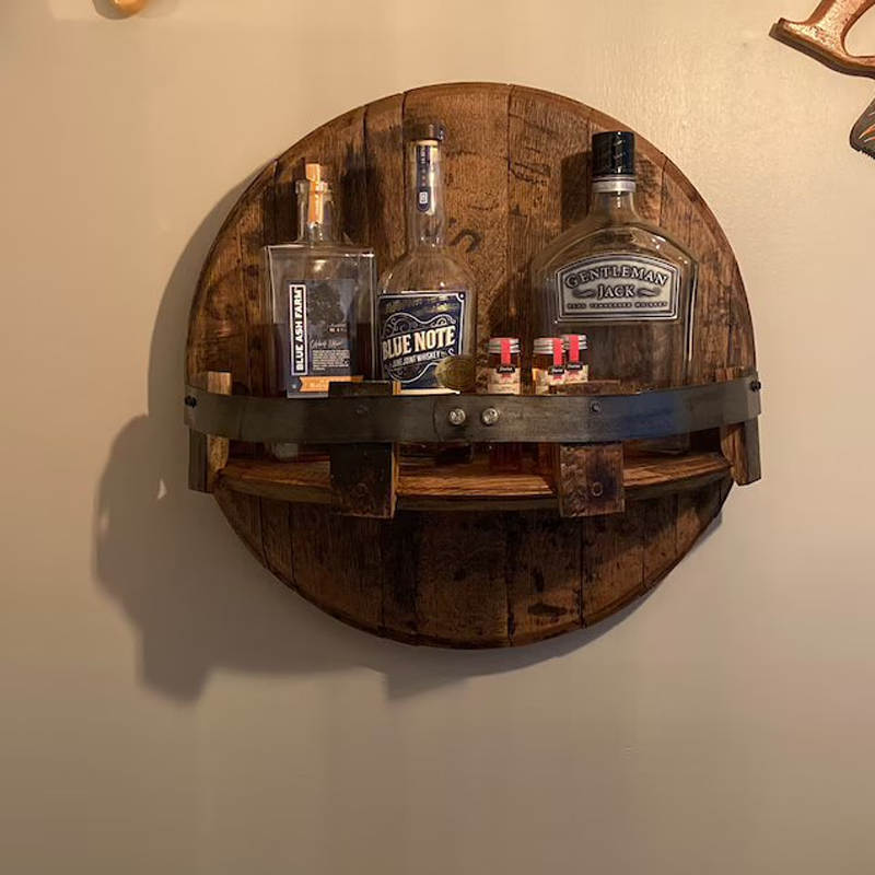 Rustic Barrel Style Wall Wine & Whiskey Bottle Rack