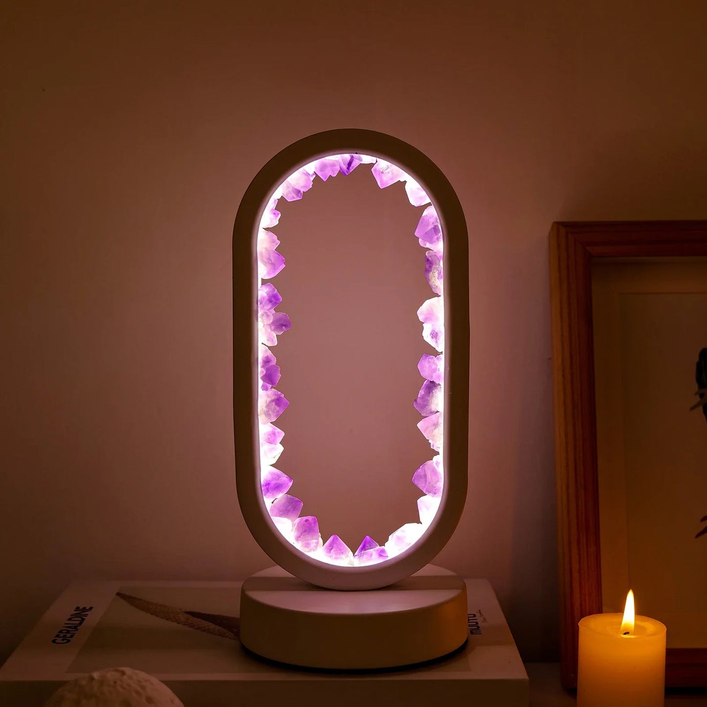 Natural Amethyst Crystal Ambient Table Lamp