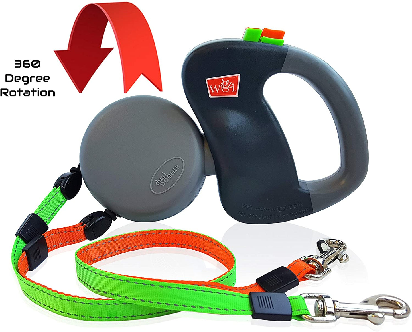 Dual Retractable Dog Leash 360° Tangle-Free Lead for Two Dogs