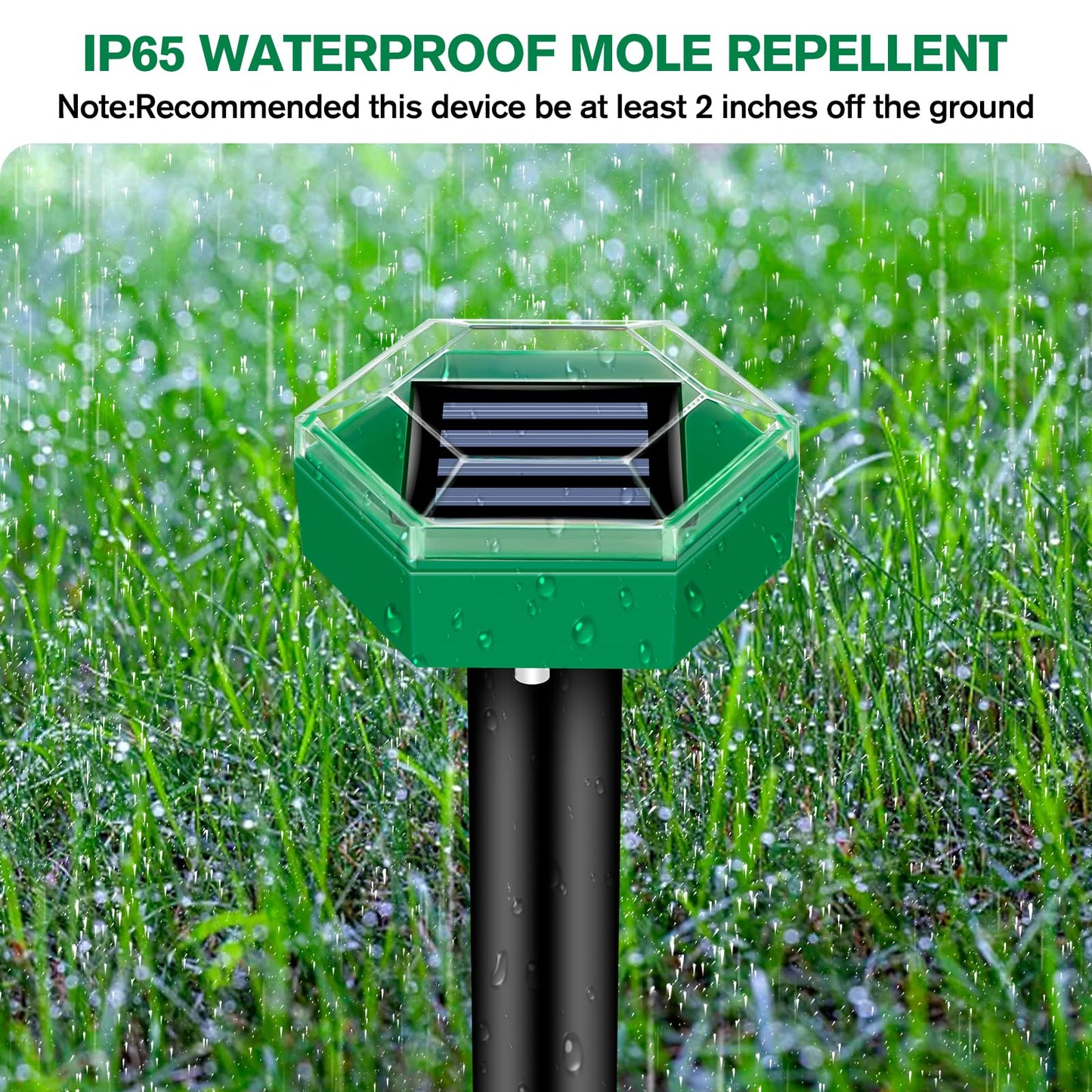 Solar Ultrasonic Mole Repeller Stakes Outdoor Pest Deterrent 4 Pack