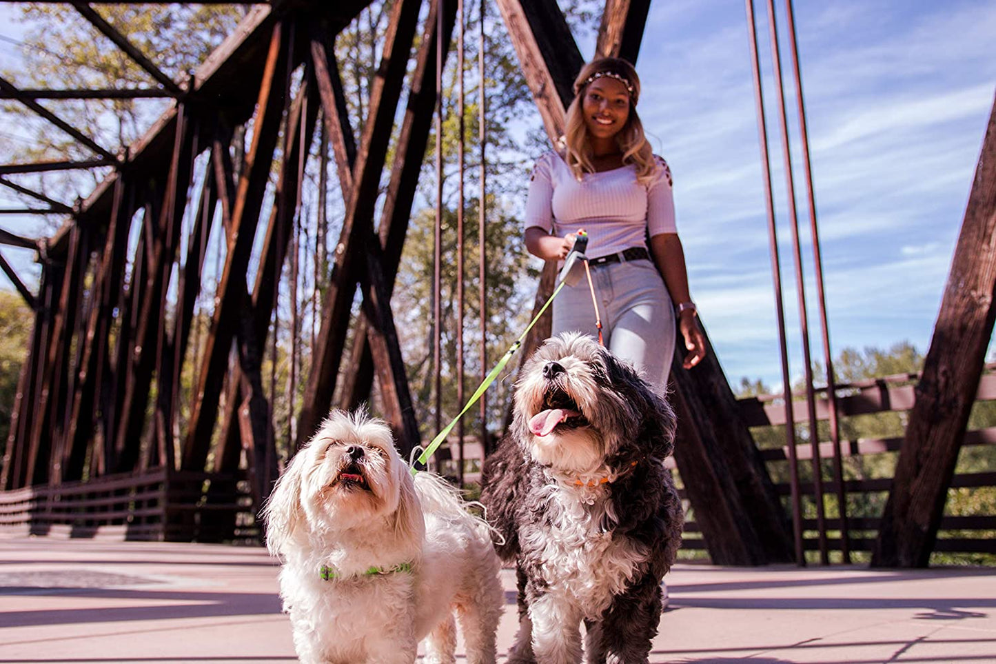 Dual Retractable Dog Leash 360° Tangle-Free Lead for Two Dogs