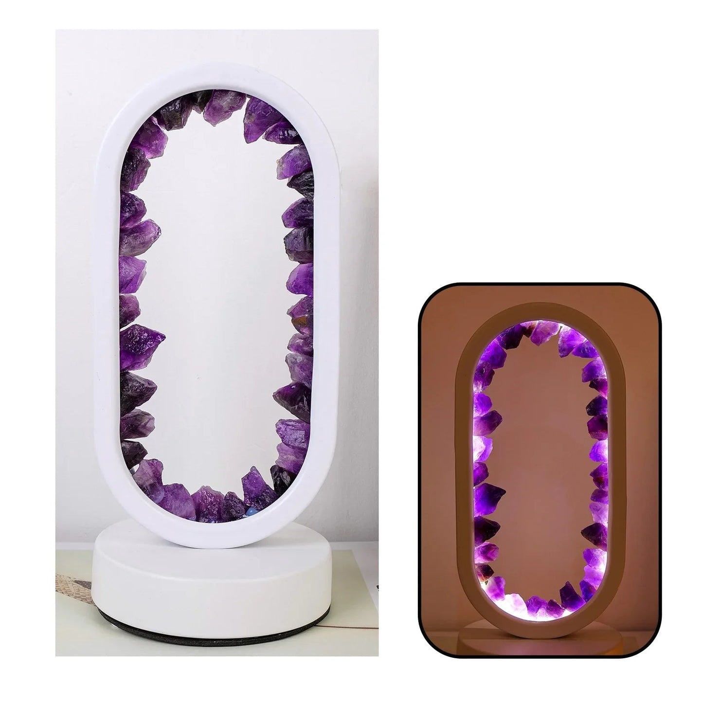 Natural Amethyst Crystal Ambient Table Lamp