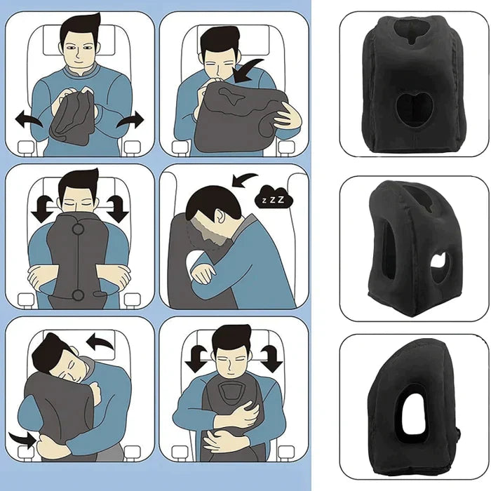 Inflatable Travel Neck Pillow Ergonomic Support Cushion