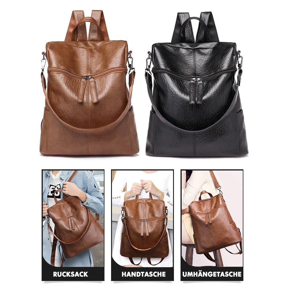 Large Capacity Leather Backpack Everyday Travel Laptop Bag