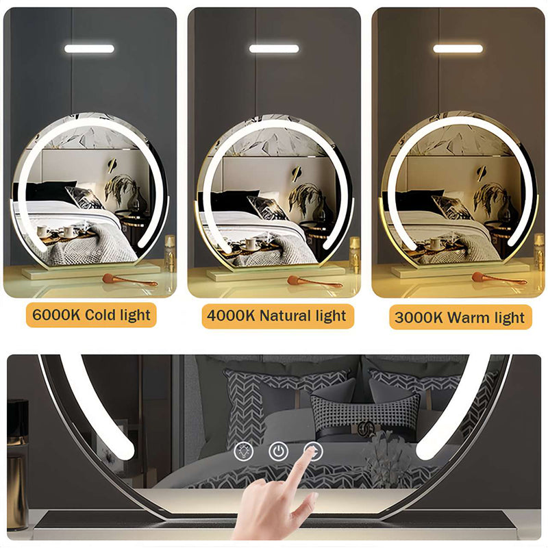 LumiReflect Pro – LED Desktop Vanity Mirror with Smart Touch Control & 360° Rotation
