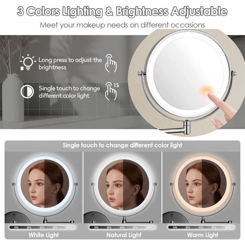 ReflectaPro – Rechargeable Wall Mounted Shaving & Makeup Mirror with LED Lights