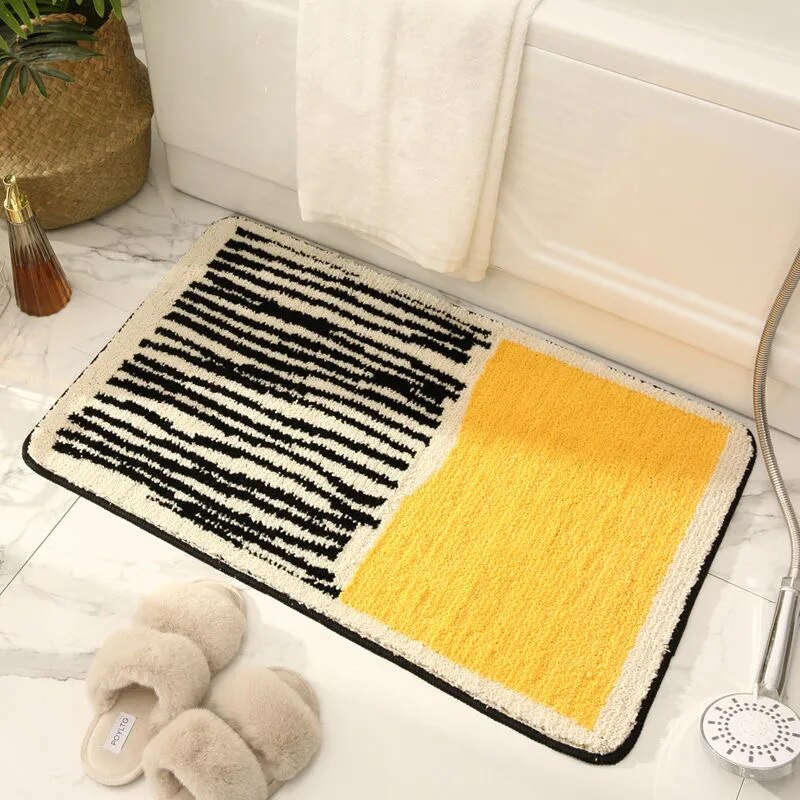 NordicFlow – Luxe Handmade Bath Mat with Abstract Design for Stylish Bathrooms