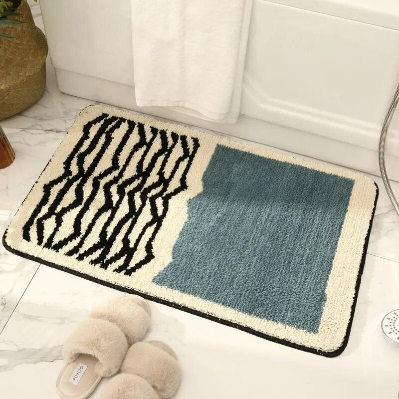 NordicFlow – Luxe Handmade Bath Mat with Abstract Design for Stylish Bathrooms