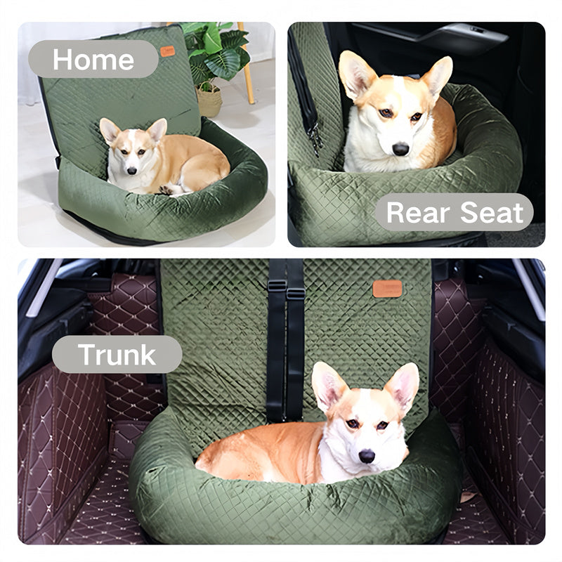 PawRide Duo – Large Dog Car Seat with Dual Safety Buckles & Plush Comfort