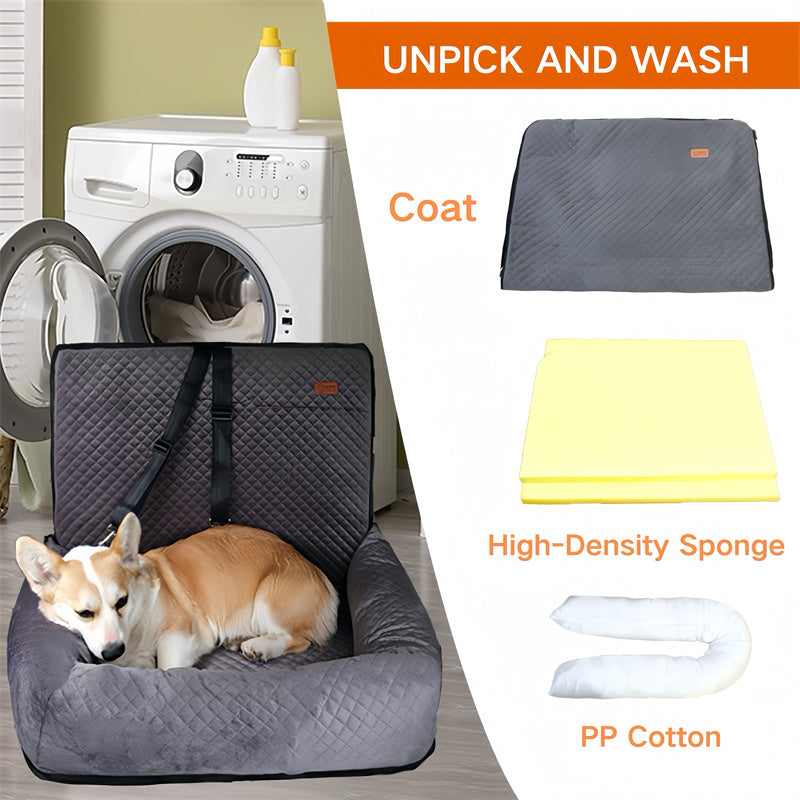 PawRide Duo – Large Dog Car Seat with Dual Safety Buckles & Plush Comfort