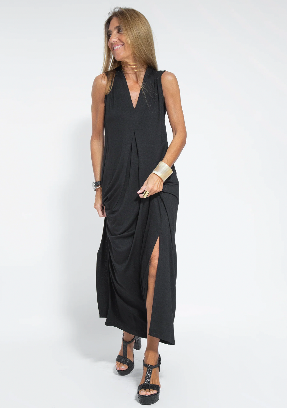 Women's Two Piece Maxi Dress and Tailored Vest Set