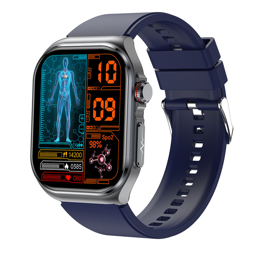 Smartwatch with a blue strap on a white background