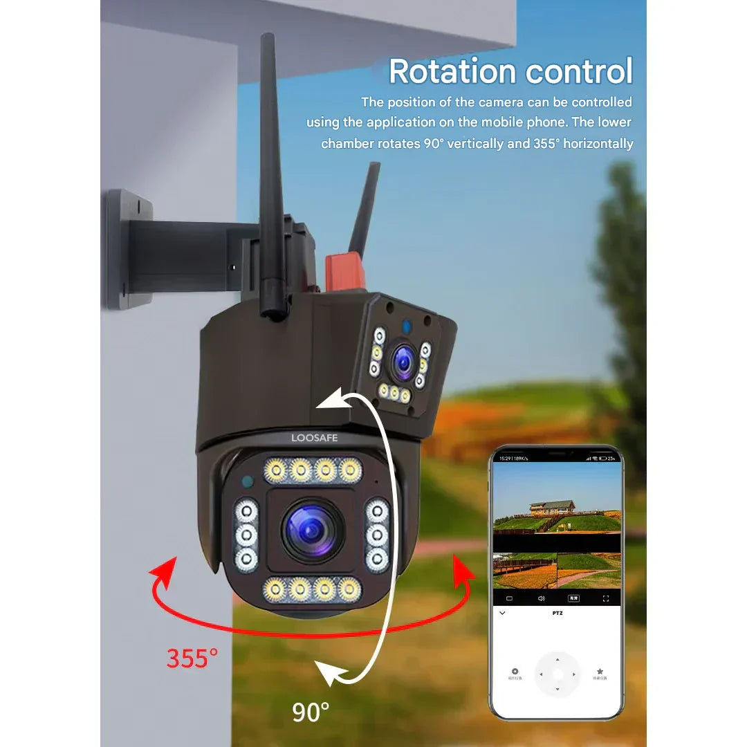 DualGuard™ 4K Wireless Solar Security Camera with Dual Lens