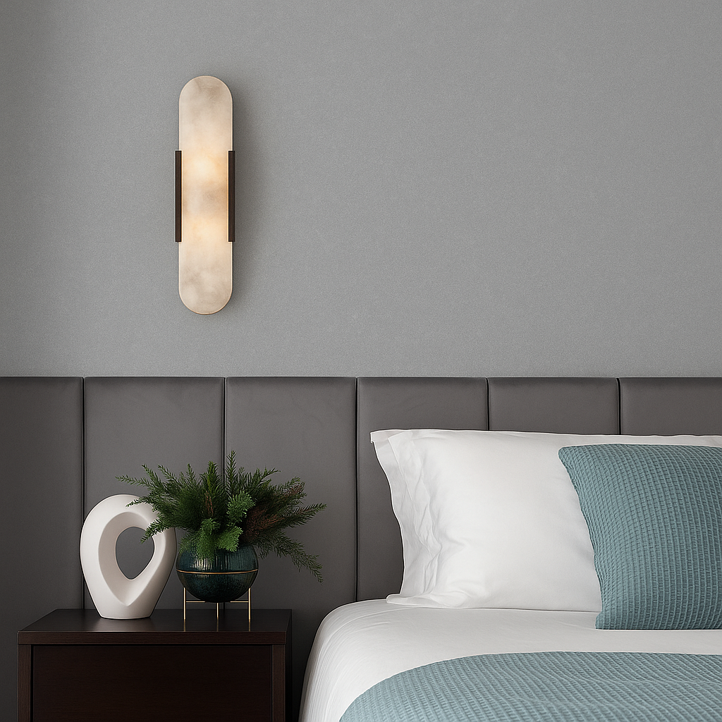 MarbleAura™ – Modern Marble Bedside Wall Sconce with Soft Ambient Glow