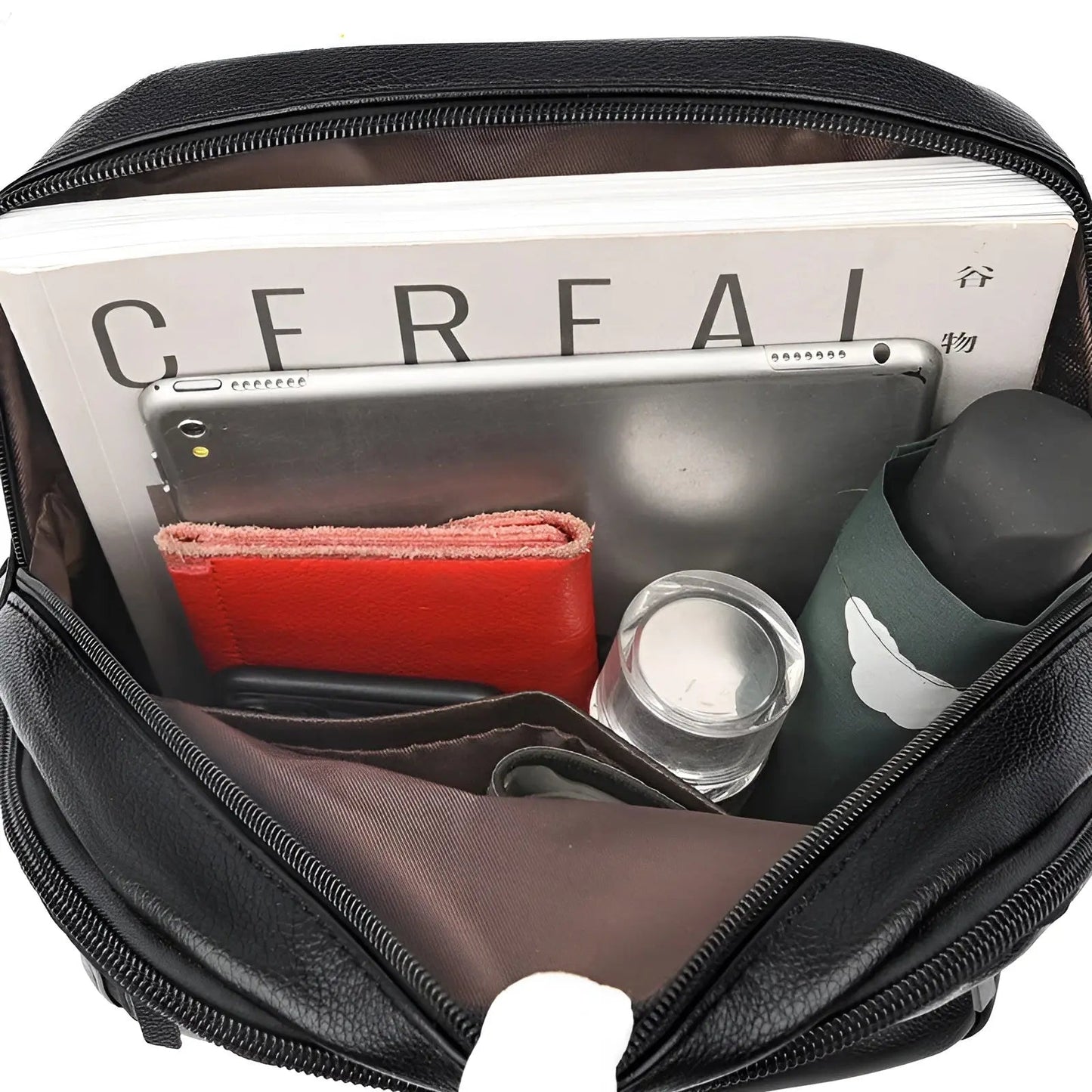 Dames leren rugzak met meerdere vakken, dagelijkse handtas