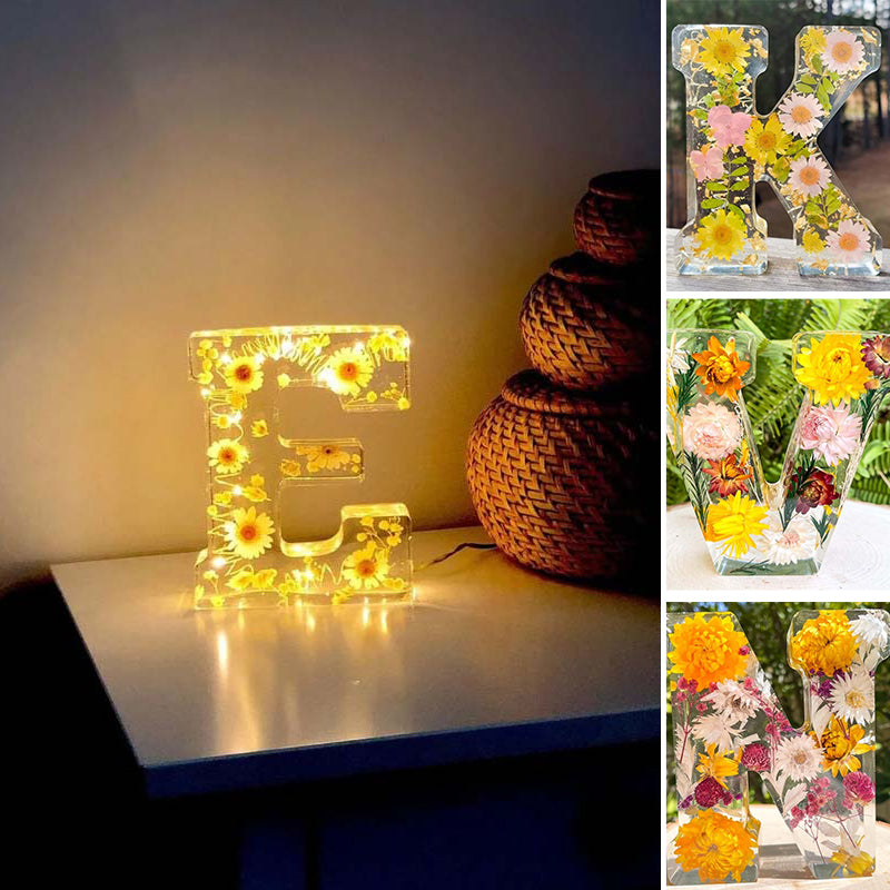Personalized Letter Resin Flower LED Night Light