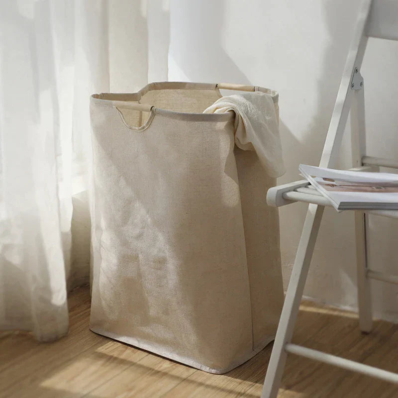 Cotton Linen Laundry Basket Foldable Storage Hamper