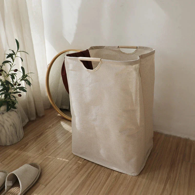 Cotton Linen Laundry Basket Foldable Storage Hamper