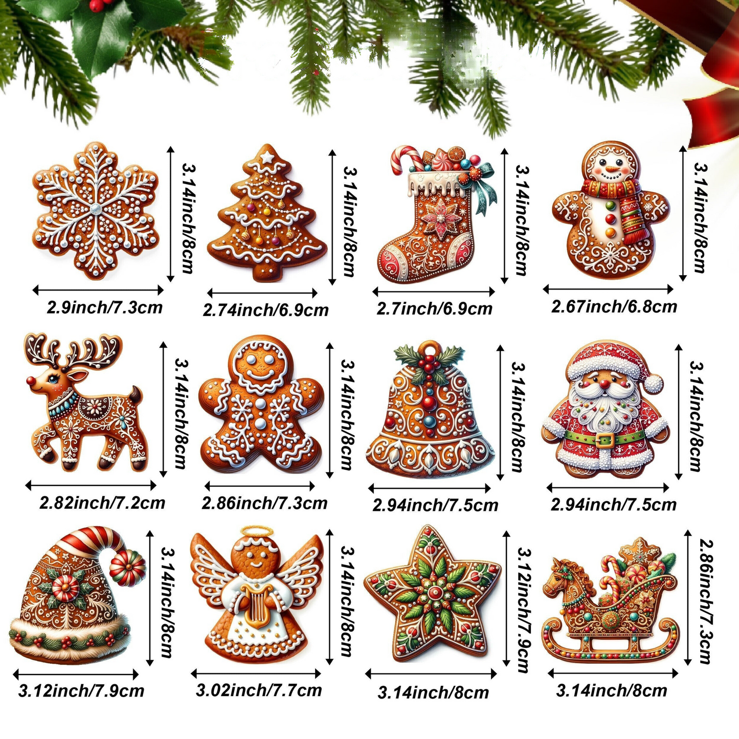 Handcrafted Wooden Christmas Ornament Set (12 Pieces)