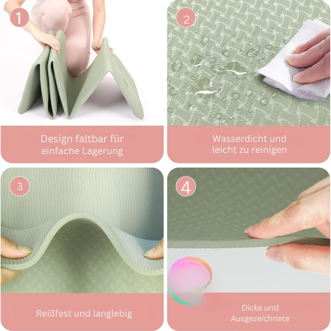 Foldable Non-Slip Yoga Mat Compact Travel Exercise Mat