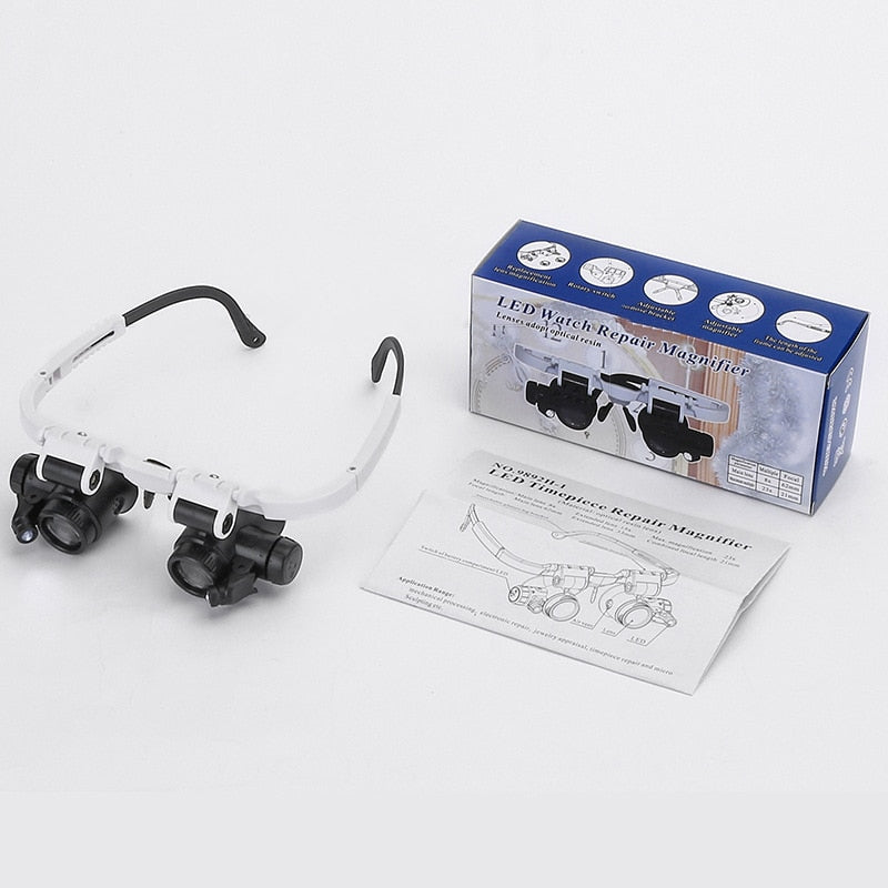 LED Headband Magnifying Glass With Interchangeable Lenses