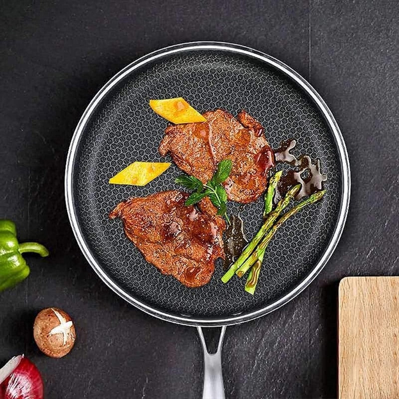 Stainless Steel Frying Pan 30cm Non-Stick Pixel Surface Induction Compatible
