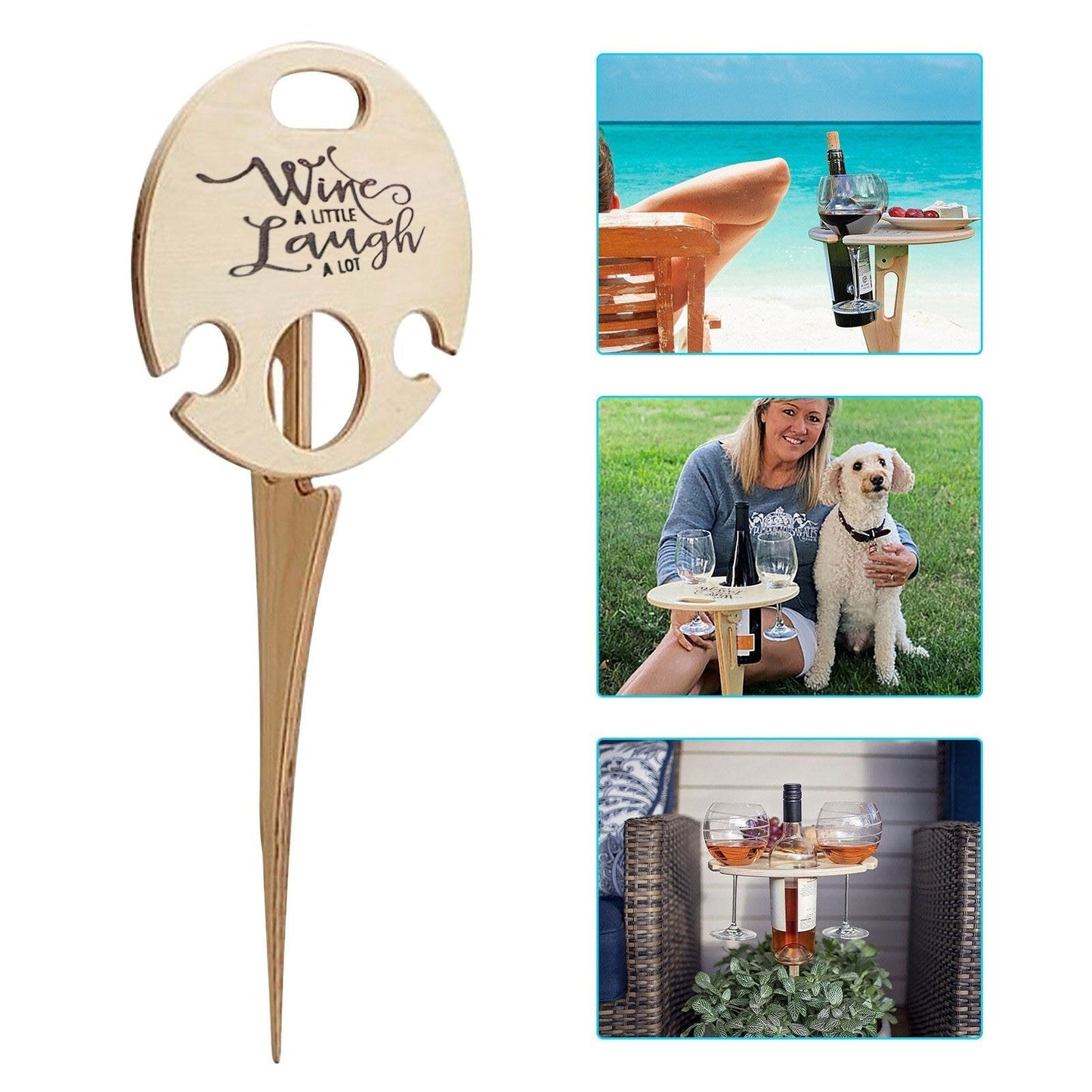 Outdoor Wooden Wine Picnic Table Folding Ground Table