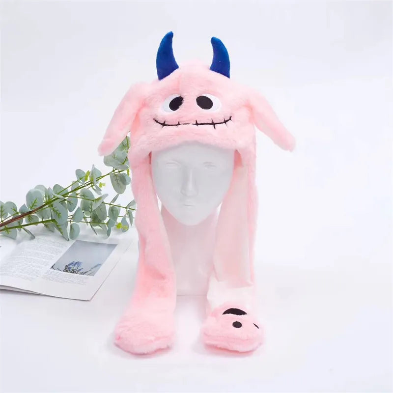 Plush Bunny Ear Hat with Moving Ears – Interactive Winter Hat
